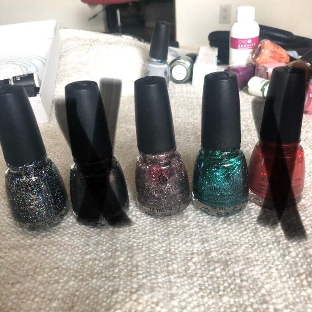 China Glaze Glitter Nail Polish Set 14 Ml Night & Slay Teal Red - New